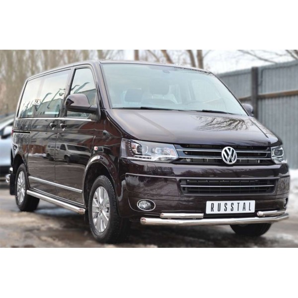 Защита переднего бампера Volkswagen T5/Multivan/Caravelle 2003-2015 (двойная)