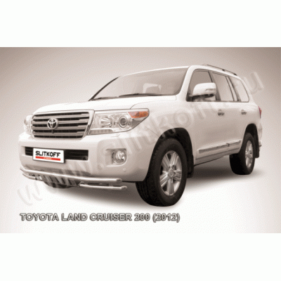 Защита переднего бампера с защитой картера Toyota Land Cruiser 200 2012-2015 (Одинарная с уголками)