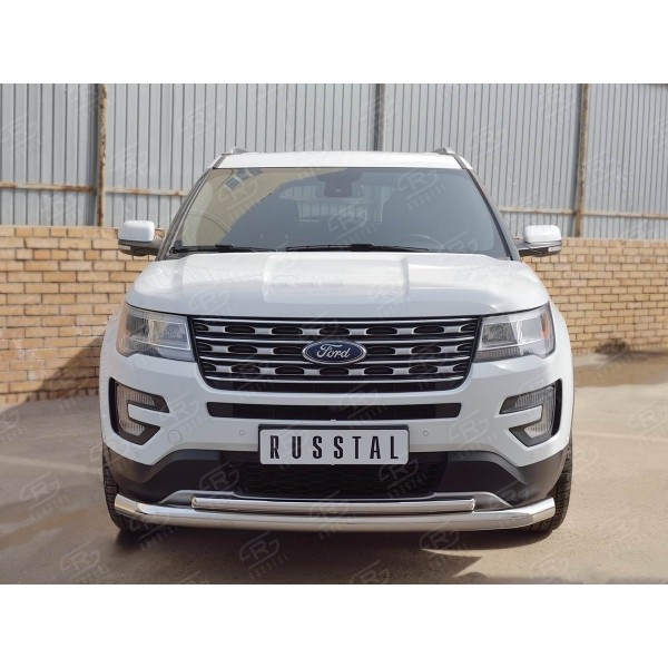 Защита переднего бампера FORD EXPLORER 2016-   D76 секции-D42 дуга