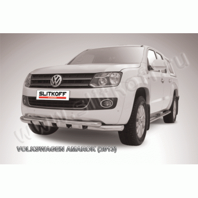 Защита переднего бампера с защитой картера Volkswagen Amarok с 2010 (Двойная)