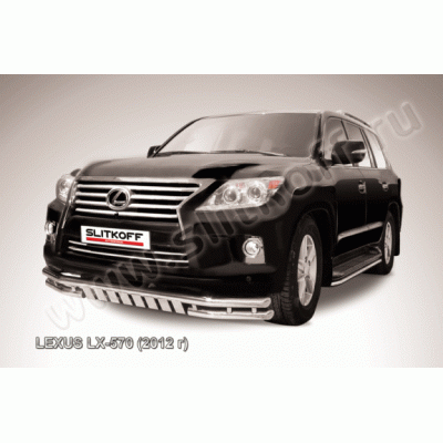 Защита переднего бампера с профильной защитой картера Lexus LX570 2012-2014