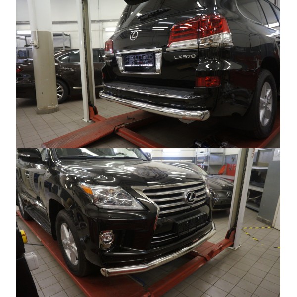 АКЦИЯ!!! Защита переднего бампера и заднего бампера Lexus LX 570 2008-2015 (одиночная)