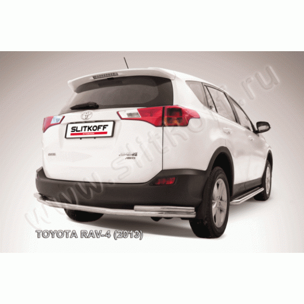 Защита заднего бампера Toyota RAV4 с 2013 (одинарная с уголками)