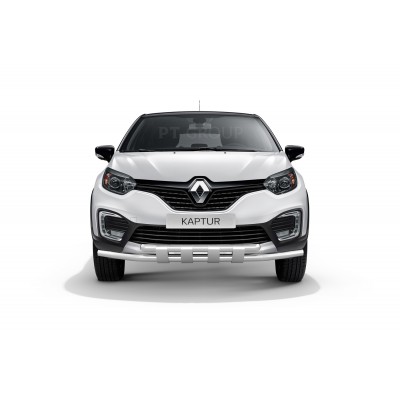Защита переднего бампера Renault Kaptur с 2016 (двойная с защитой)