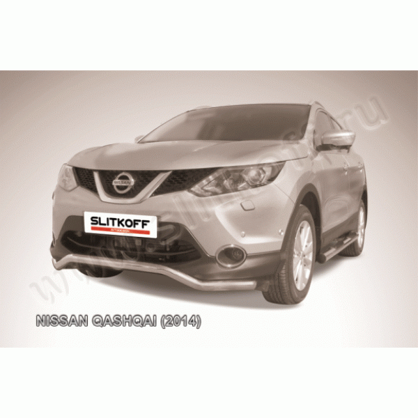 Защита переднего бампера Nissan Qashqai с 2014 (Волна)