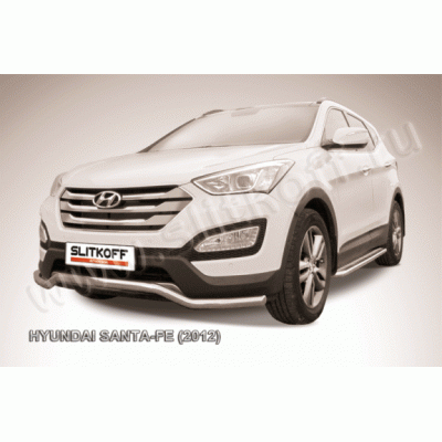 Защита переднего бампера Hyundai Santa Fe 2012-2015 (Волна)