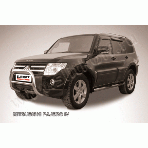 Защита переднего бампера Mitsubishi Pajero 2006-2011 (Низкая)