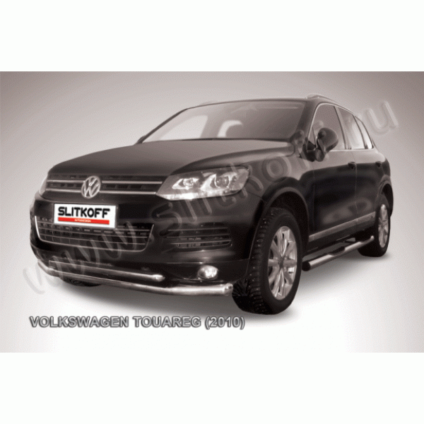 Защита переднего бампера Volkswagen Touareg 2010-2014 (Двойная 1)