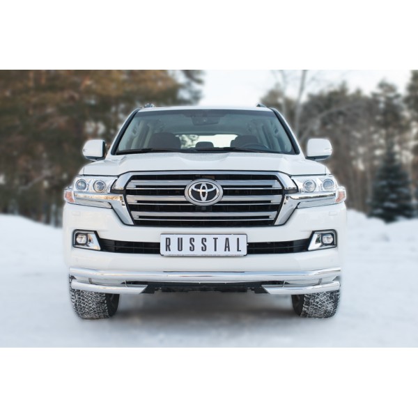 Защита переднего бампера Toyota Land Cruiser 200 с 2015 (Одинарная с уголками)