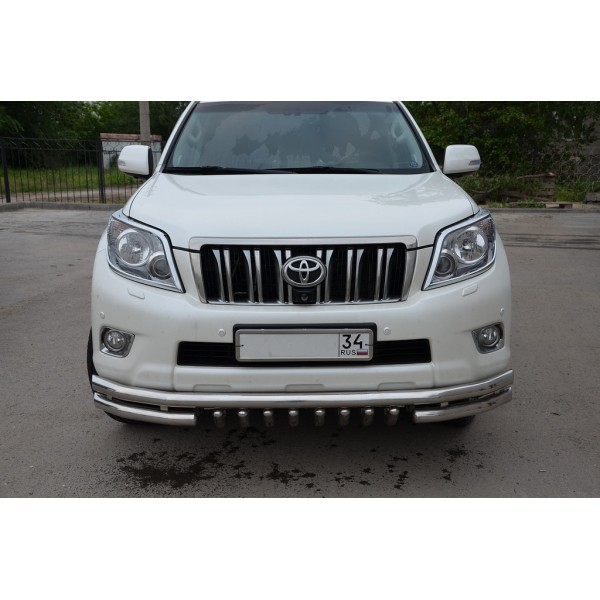 Защита переднего бампера Toyota Land Cruiser Prado 15 c 2010 тройная с защитой акула