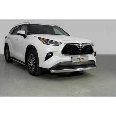 Защита переднего бампера Toyota Highlander 2020 нижняя (овальная) 75х42 мм