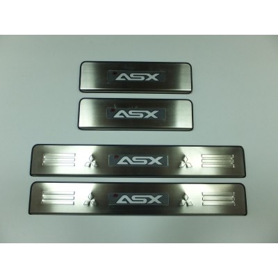 Накладки на дверные пороги с логотипом и LED подсветкой Mitsubishi ASX с 2010