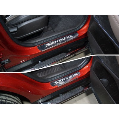 Накладки на пороги зеркальные для Hyundai Santa Fe 2018- (нержавеющая сталь)