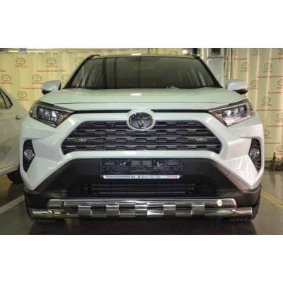 Защита переднего бампера Toyota Rav4 c 2019 двойная с перемычками