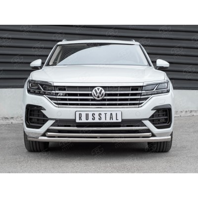 Защита переднего бампера двойная Volkswagen Touareg 2018-