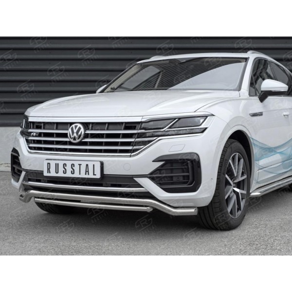 Защита переднего бампера дуга для Volkswagen Touareg 2018- (Волна)