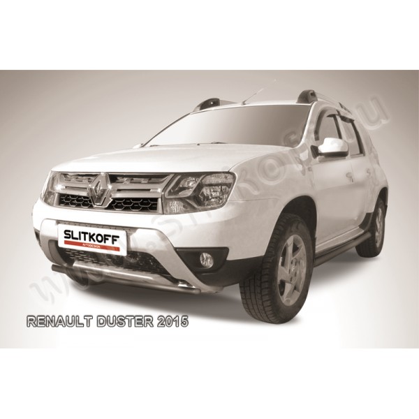 Защита переднего бампера d42 черная Renault Duster с 2015