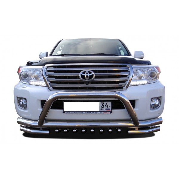 Защита переднего бампера Toyota Land Cruiser 200 c 2007-2015 акула + скоба