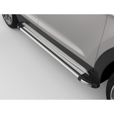 Боковые подножки Renault Duster c 2021 алюминиевые Brilliant Silver