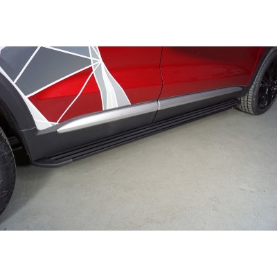 Боковые подножки GEELY Tugella c 2020 алюминиевые Slim Line Black 1820 мм