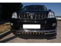 Защита переднего бампера Toyota Land Cruiser Prado 120 c 2003-2009 тройная с защитой акула