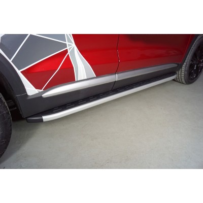 Боковые подножки GEELY Tugella c 2020 алюминиевые с пластиковой накладкой 1820 мм
