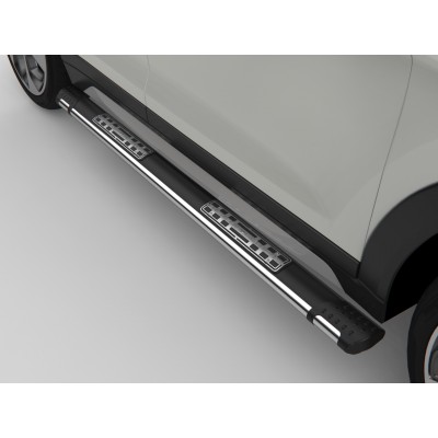 Боковые подножки Renault Duster c 2021 алюминиевые Emerald Black