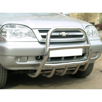 Защита переднего бампера Chevrolet Niva с 2002-2008 d-53 с защитой картера d-43