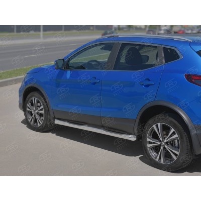 NISSAN QASHQAI 2019- Пороги труба d76 с накладкой (вариант 1)