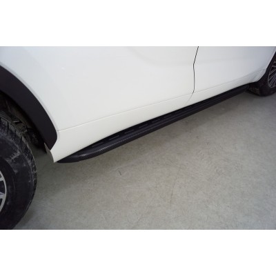 Боковые подножки Toyota Highlander c 2020 алюминиевые с пластиковой накладкой 1820 мм (карбон черные)