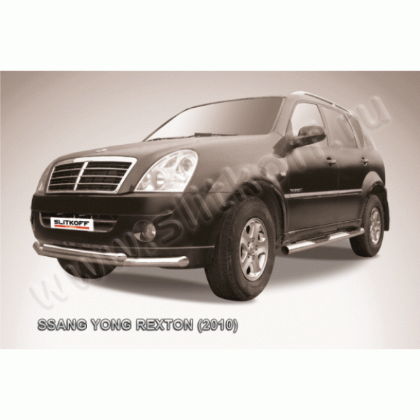 Защита переднего бампера Ssang Yong Rexton 2007-2012 (Двойная)