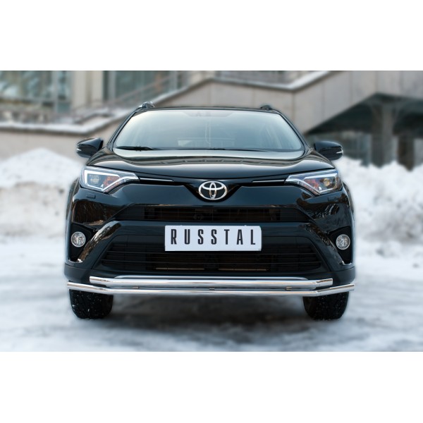 Защита переднего бампера Toyota RAV4 с 2015 (двойная, вариант 1)