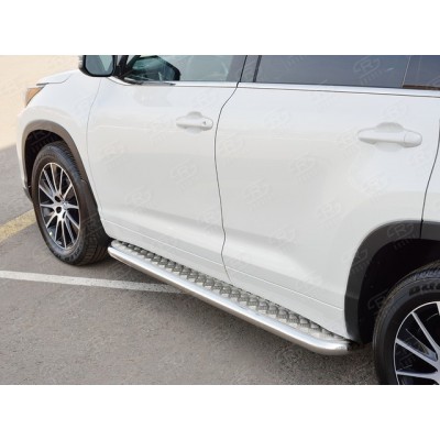 Пороги алюминиевые Toyota Highlander 2017- труба с листом