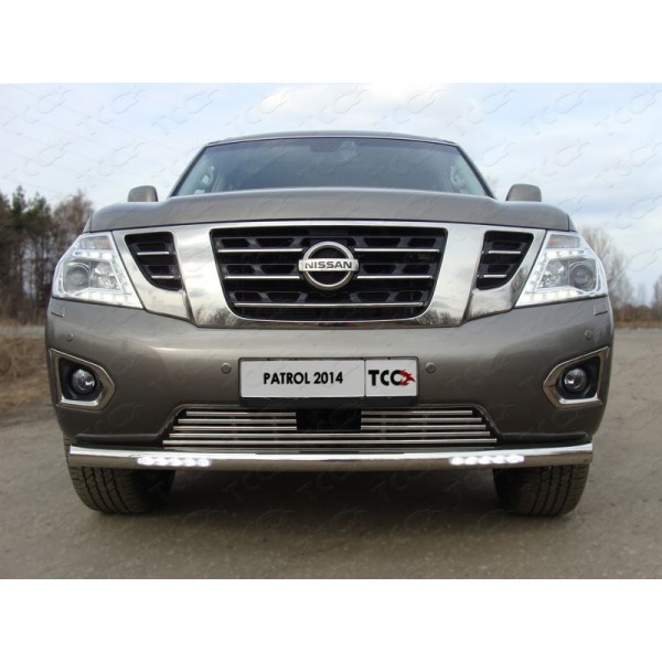 Защита заднего бампера Nissan Patrol с 2014 (с ходовыми огнями)