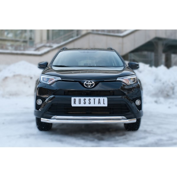 Защита переднего бампера Toyota RAV4 с 2015 (двойная, вариант 2)