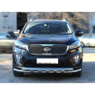 Передняя защита d-60+43 с накладками Kia Sorento Prime 2015-2017