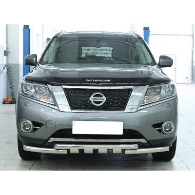 Передняя защита d-60 с накладками Nissan Pathfinder 2014-