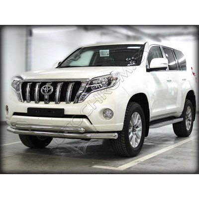 Передняя защита d-76+60 с подгибами Toyota Land Cruiser Prado 150 2013-2017