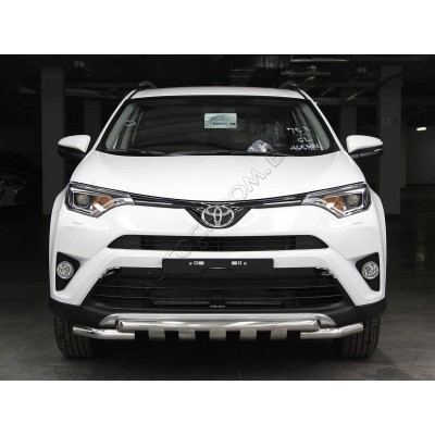 Передняя защита с накладками Toyota Rav-4 2015-2018