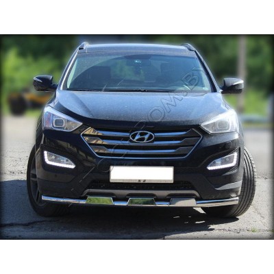 Передняя защита с накладками  Hyundai Santa Fe 2012-2016