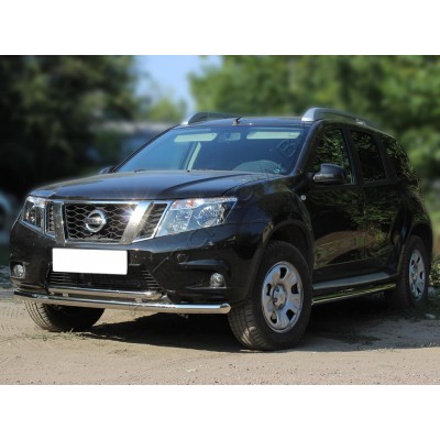 Передняя защита с подгибами d-60+53 Nissan Terrano 2014-