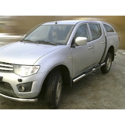 Пороги со степом d-76 Mitsubishi L-200 2014-2015