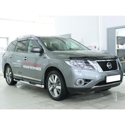 Пороги труба d-76 степ Nissan Pathfinder 2014-