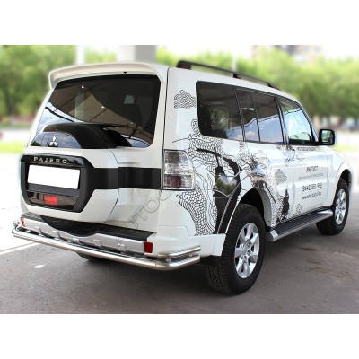 Задняя защита «Волна» d 60+43 Mitsubishi Pajero 4 2007-2011