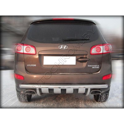 Задняя защита d-60 с накладками  Hyundai Santa Fe 2010-2012